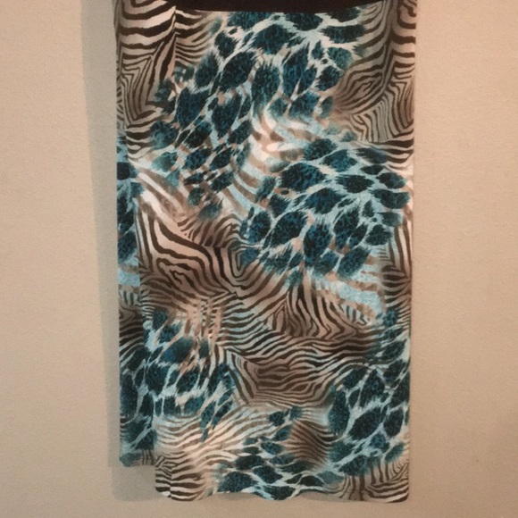 Brown Blue White Dress Barn Size 16 Maxi Dress - Picture 3 of 5